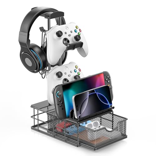 Aluminum Headphone Stand with Drawer and Cable Organizer O49795