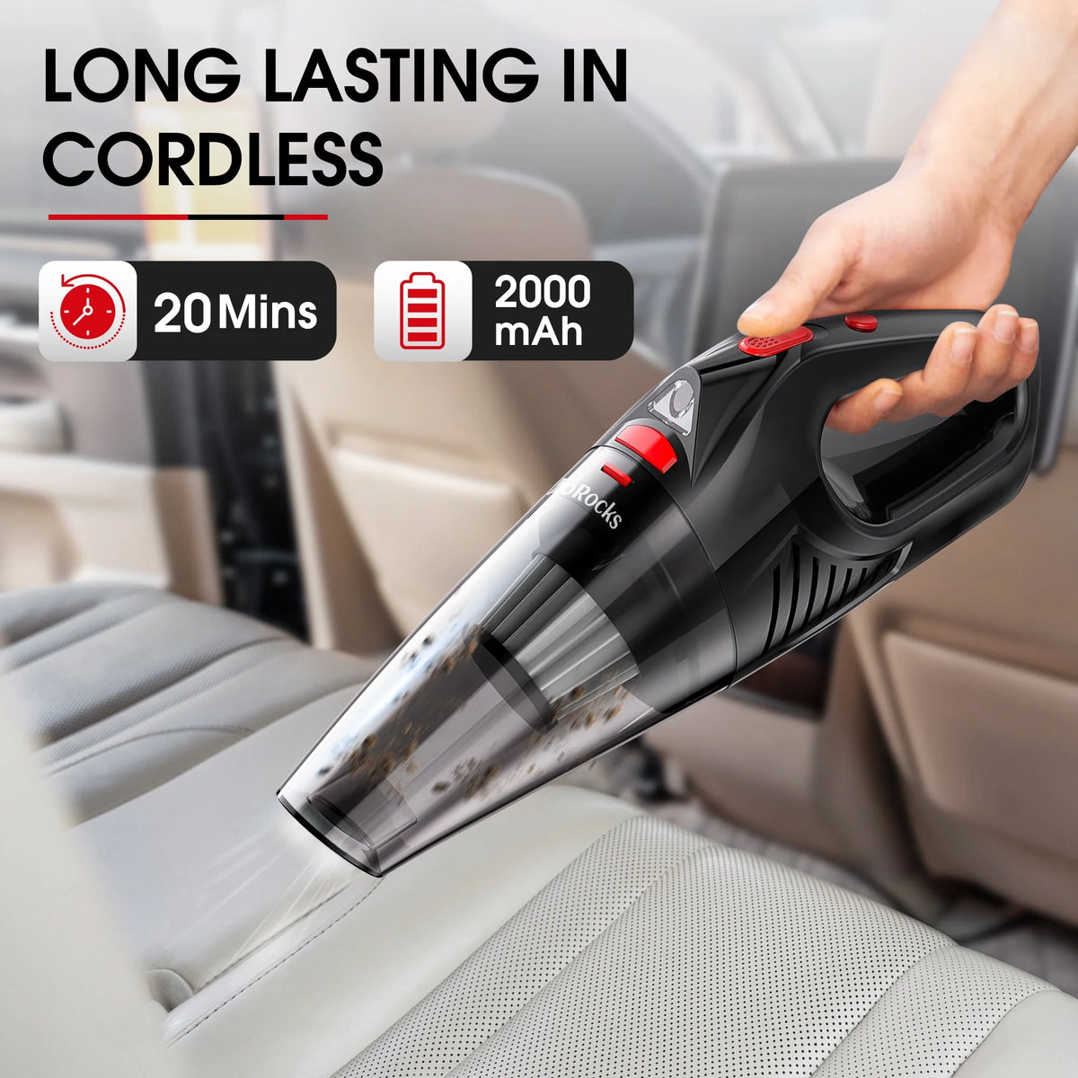 Cordless Portable Handheld Car Vacuum Cleaner with LED Lights S819573