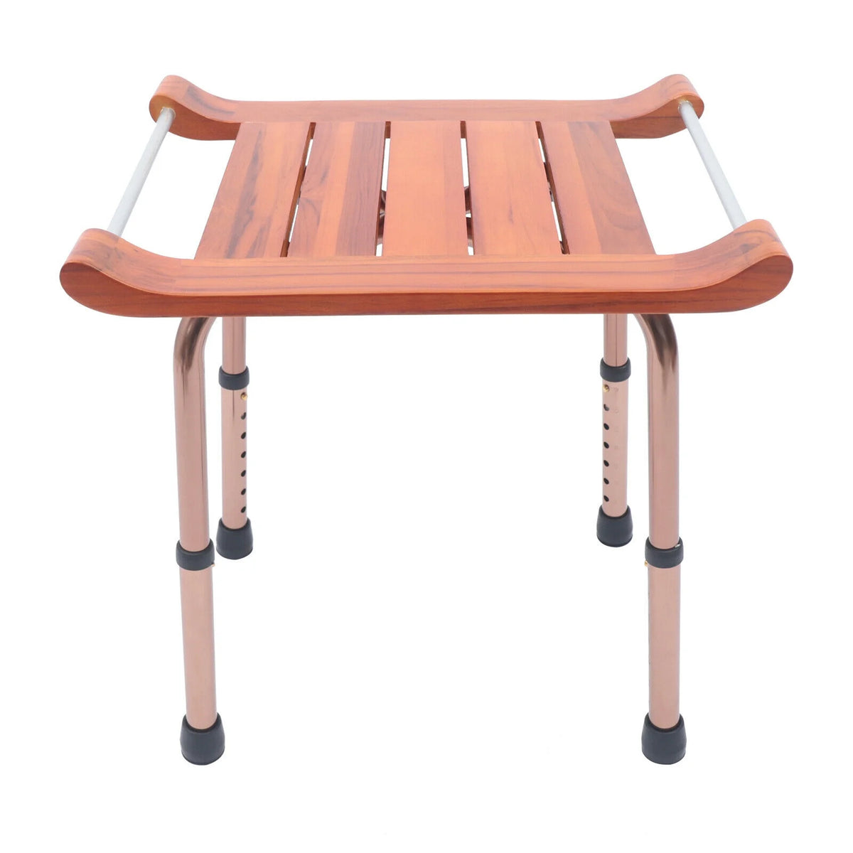 Teak Shower Stool Bathroom Bench Adjustable Non-Slip Y1657