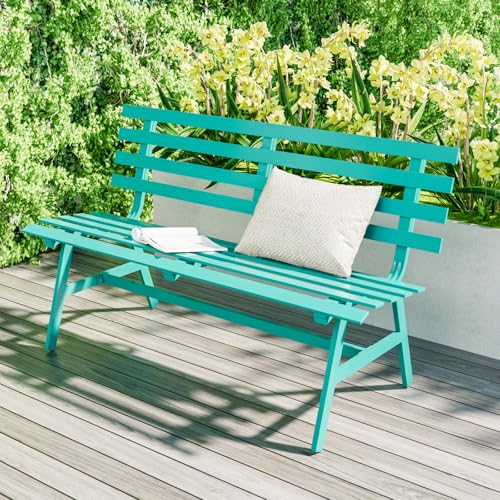 Blue Weatherproof Aluminum Outdoor Bench O1172