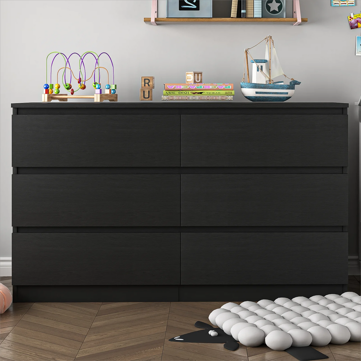 White Wood 6 Drawer Dresser I2920