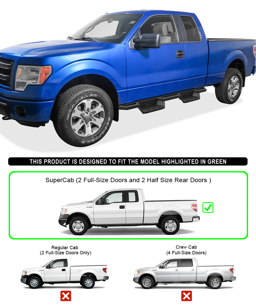 Stainless Steel 6.5in Nerf Bars Rocker Guards for Ford F150 Super Cab C52493