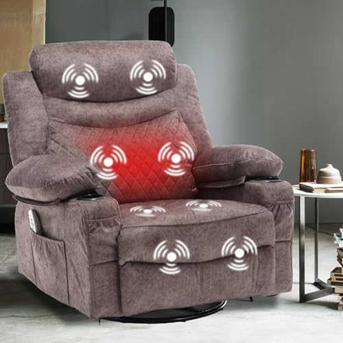 Oversized Grey Fabric Recliner with Massage and Heat X67856