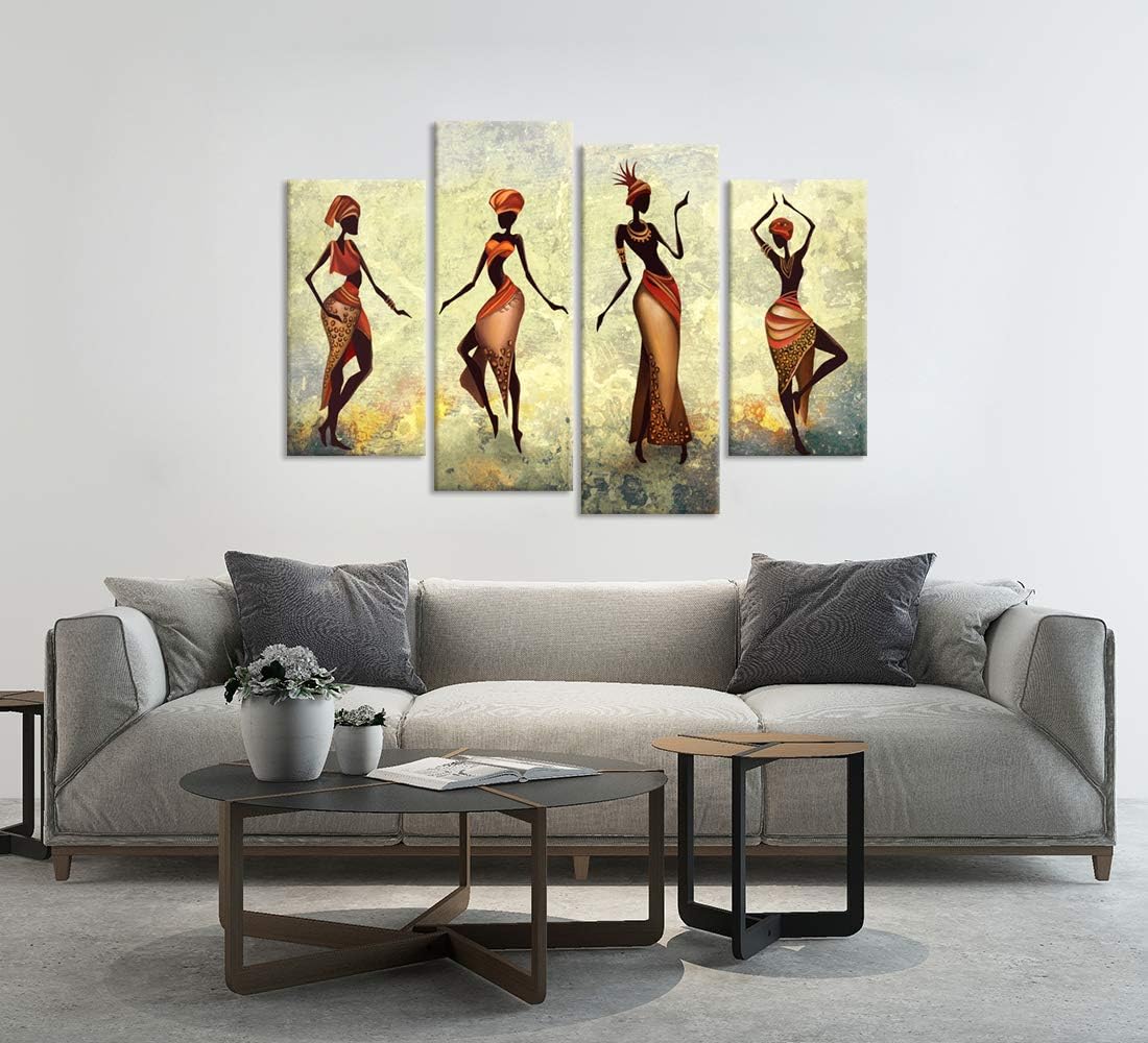 4 Panel Abstract Black Woman Canvas Painting Poster, Pack of 2 Y433