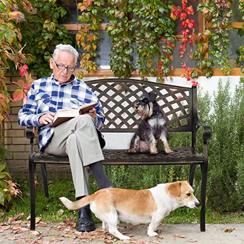 White Cast Aluminum Patio Garden Bench M877