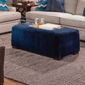 Brown and White Performance Stripe Rectangle Cocktail Ottoman T958591