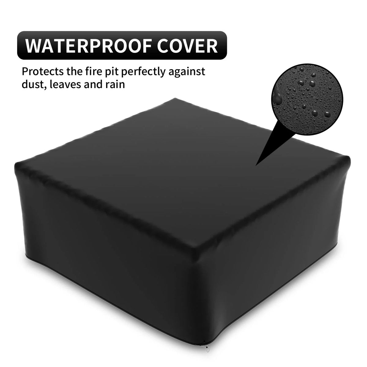 32 Square Metal Fire Pit with Cover and Poker, Black N463907