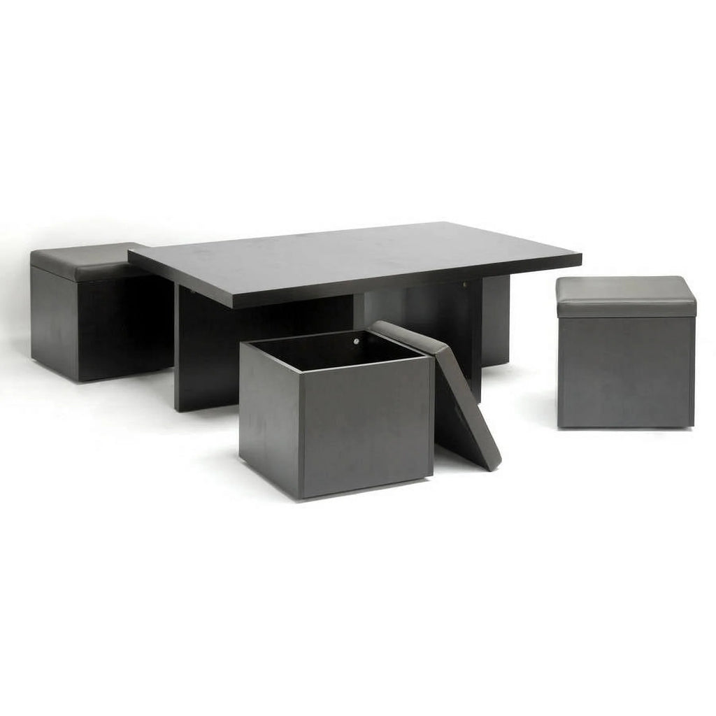Modern Table and Stool Set with Hidden Storage V315061