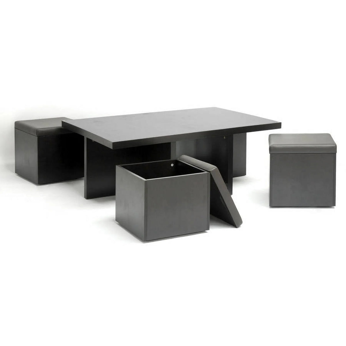 Modern Table and Stool Set with Hidden Storage V315061