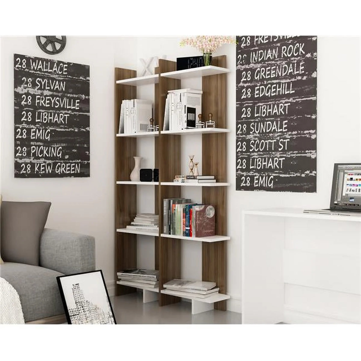 Walnut Corner Bookcase G68711