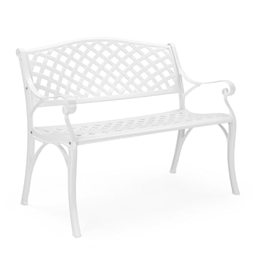 White Cast Aluminum Patio Garden Bench M877