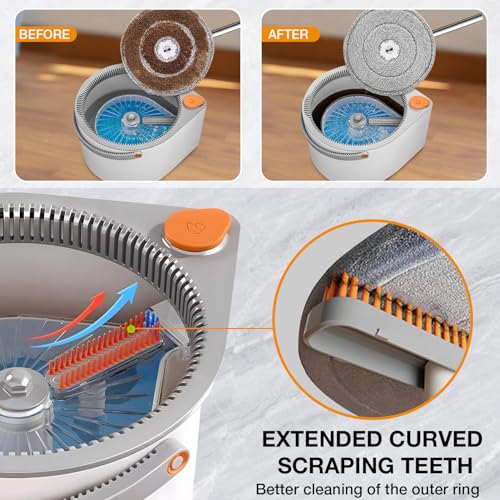 Spin Mop and Bucket Set with 360-Degree Swivel Microfiber Mop Head H714152