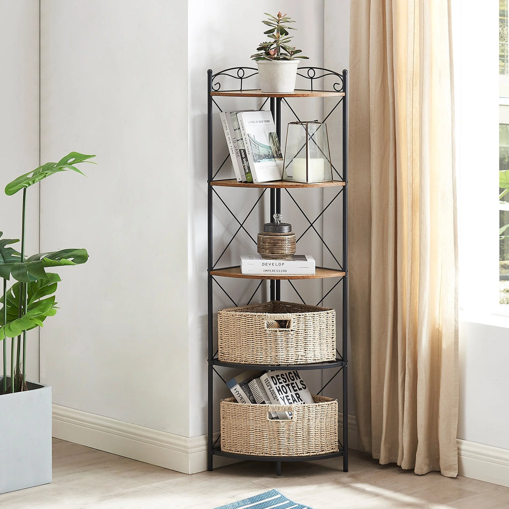 5-Tier Corner Shelf with 2 Folding Baskets L594188
