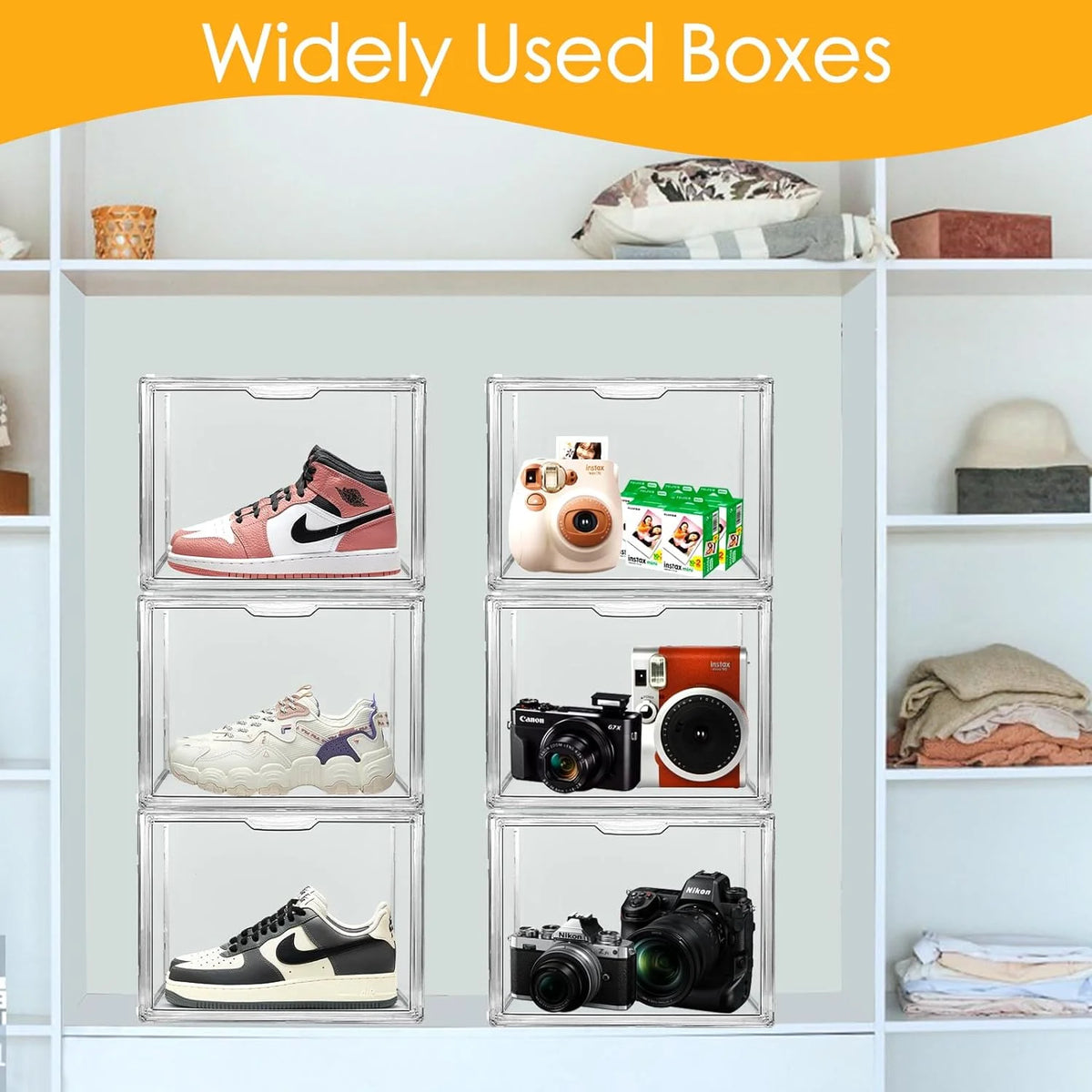 6Pack Clear Acrylic Storage Box with Magnetic Door W7744