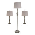 3-Piece Standard Lamp Set with Gray Shades M6112