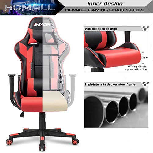 White Ergonomic Leather Gaming Chair with Headrest and Lumbar Support G693