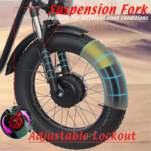 Dual Motor 2000W Electric Bike, Full Suspension, 18AH Removable Battery, Fat Tire Bicycle with Long Seat & Basket T1357