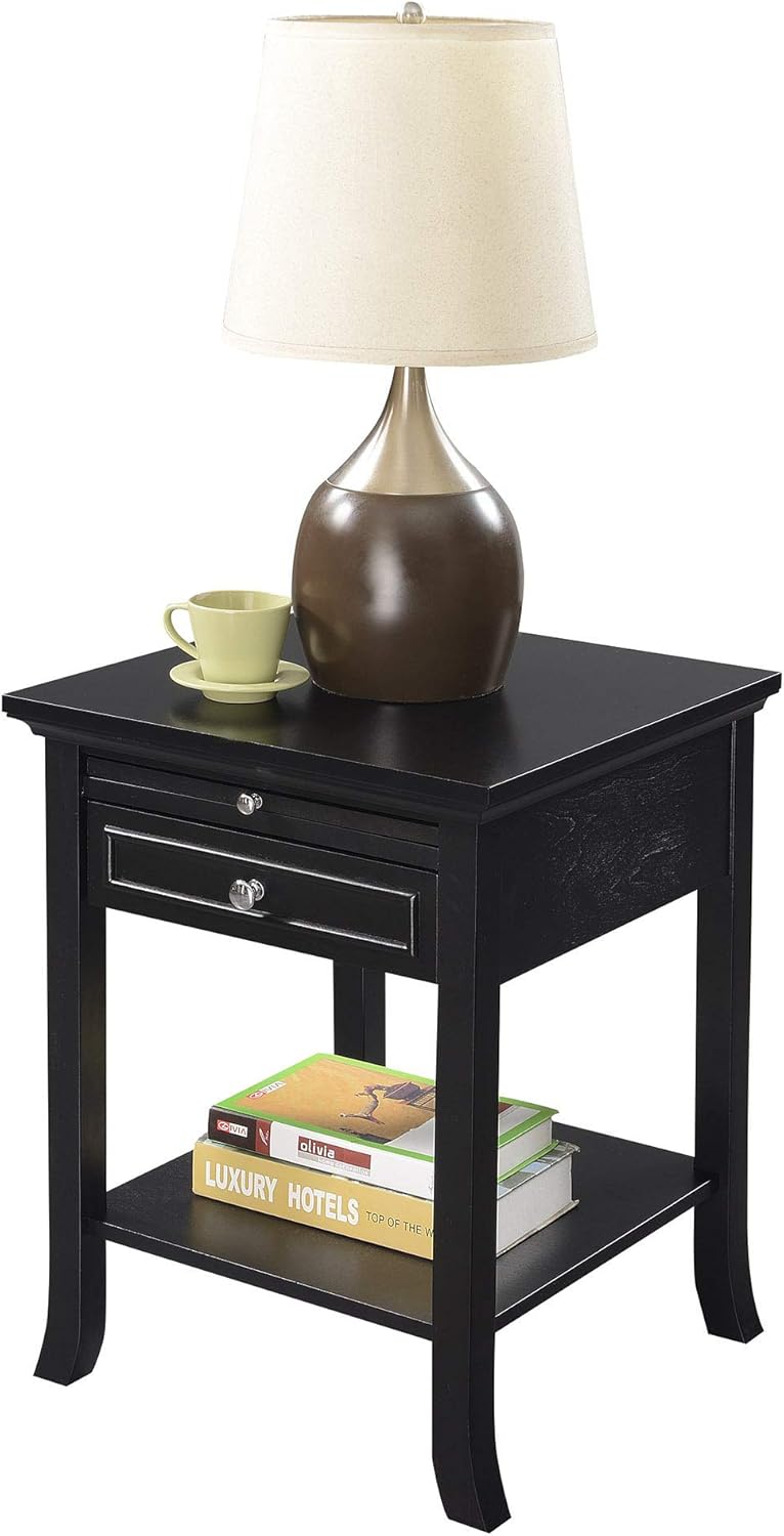 Black End Table with Drawer and Slide A151080