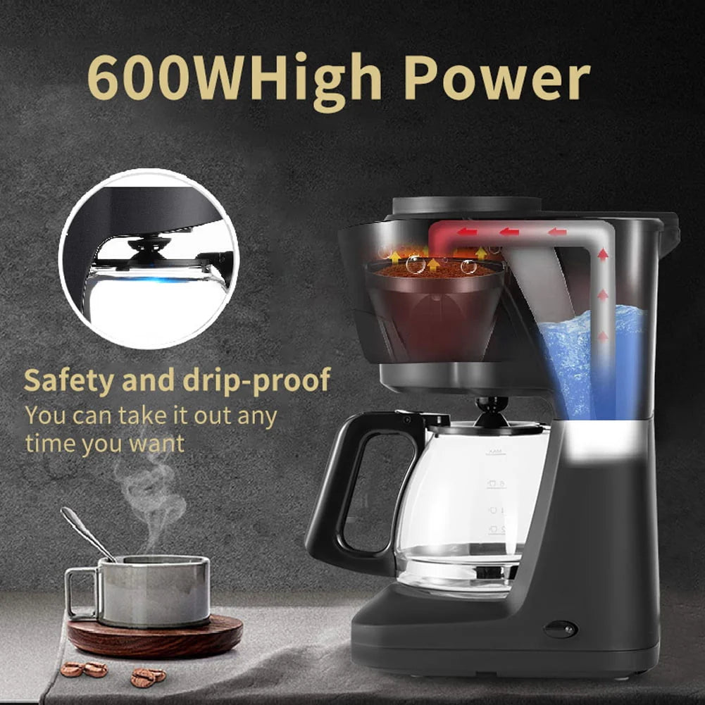 6 Cup Coffee Maker with Glass Carafe and Reusable Filter Q7531