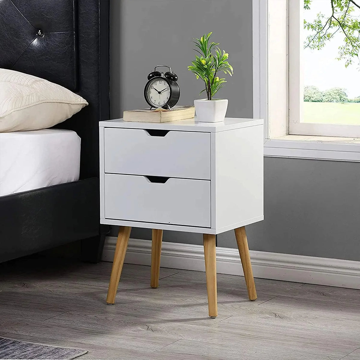 White Storage Drawer Nightstand U348943