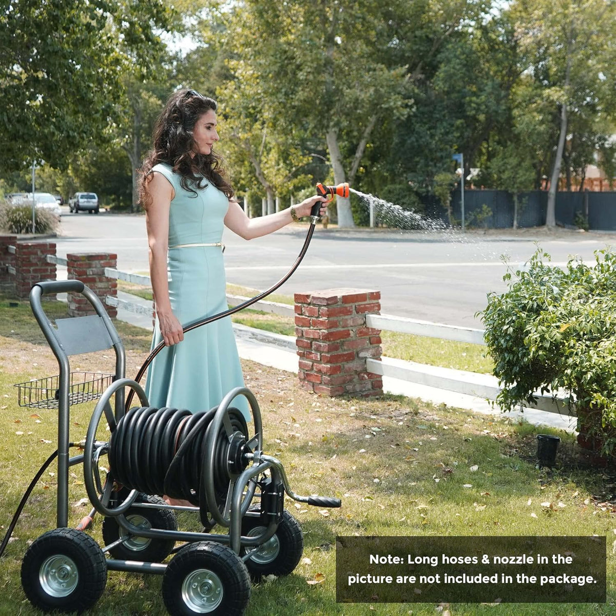 Industrial Hose Reel Cart with 4 Solid Wheels, 250-Feet Capacity G7200