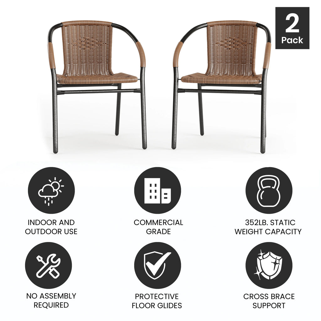 Medium Brown Rattan Stack Chair U491