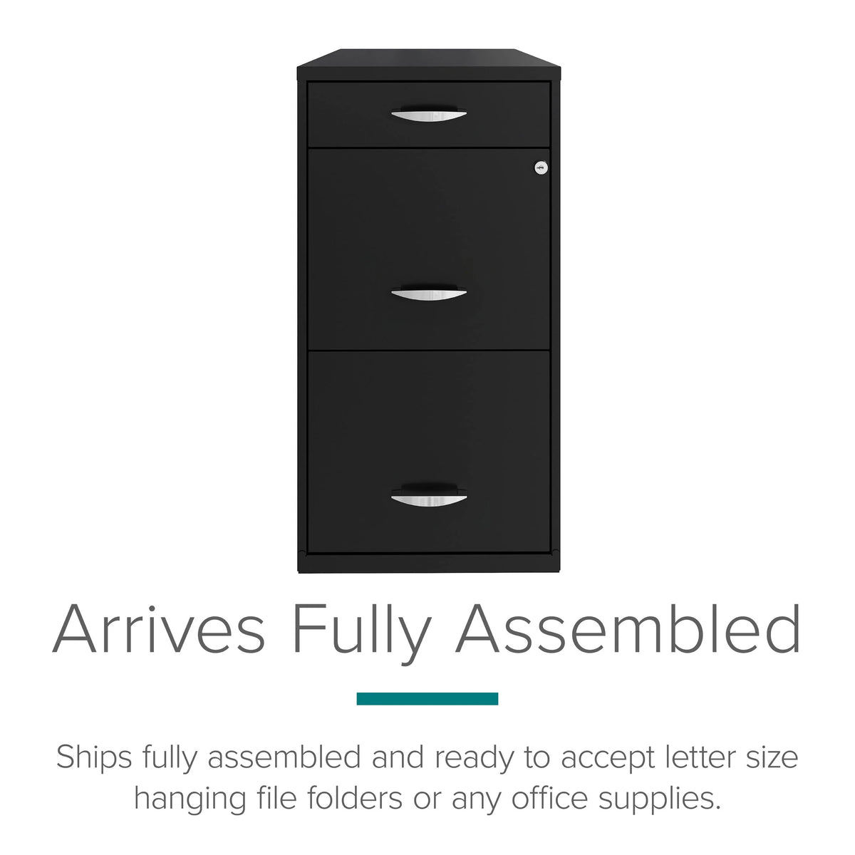 3 Drawer Letter Width Vertical File Cabinet with Pencil Drawer, Black A205681