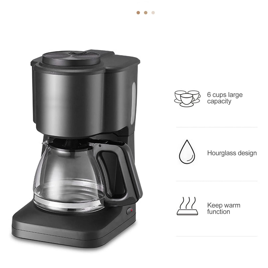 6 Cup Coffee Maker with Glass Carafe and Reusable Filter Q7531