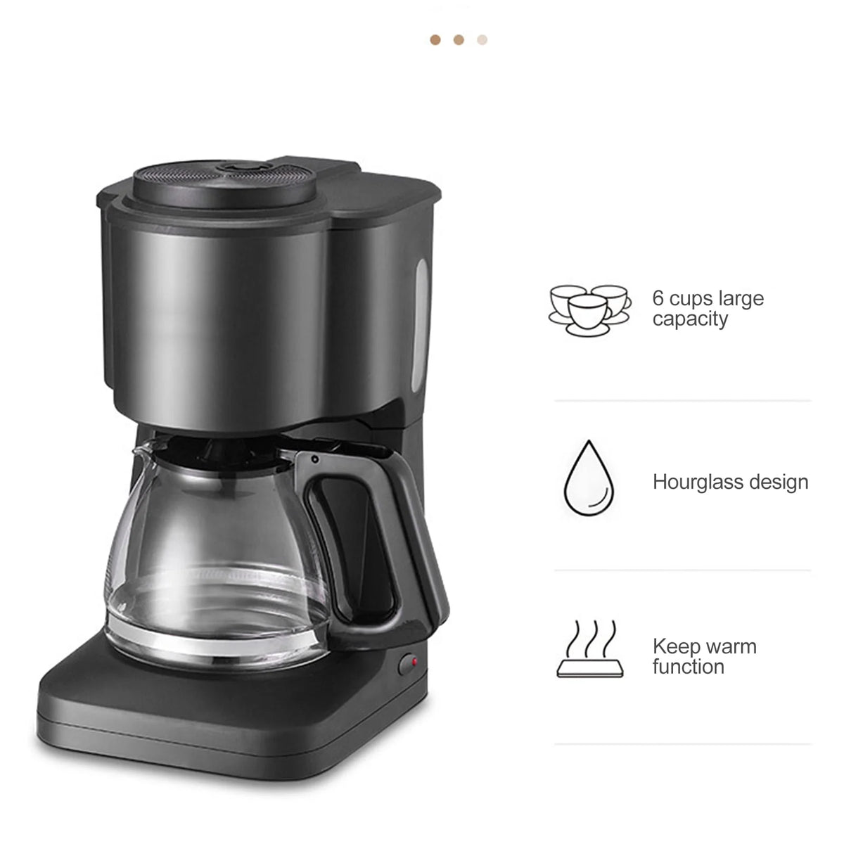 6 Cup Coffee Maker with Glass Carafe and Reusable Filter Q7531