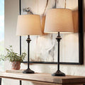 Set of 2 Dark Bronze Brown Metal Table Lamps Y58212