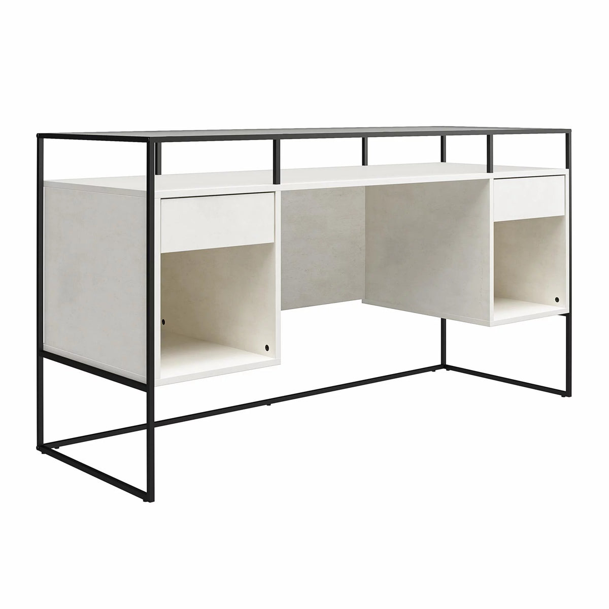 Modern Desk with 2 Drawers and Storage H439