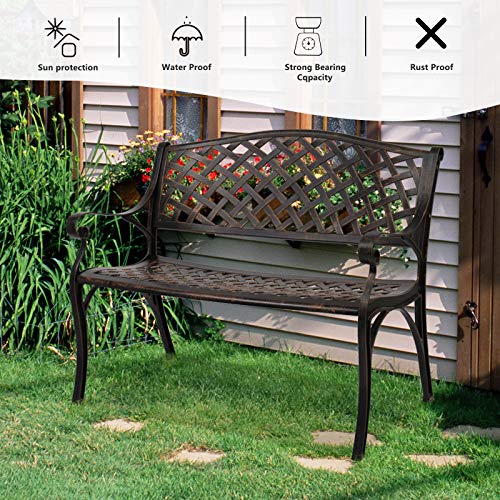 White Cast Aluminum Patio Garden Bench M877