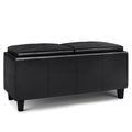 Midnight Black Faux Leather Storage Ottoman W516168