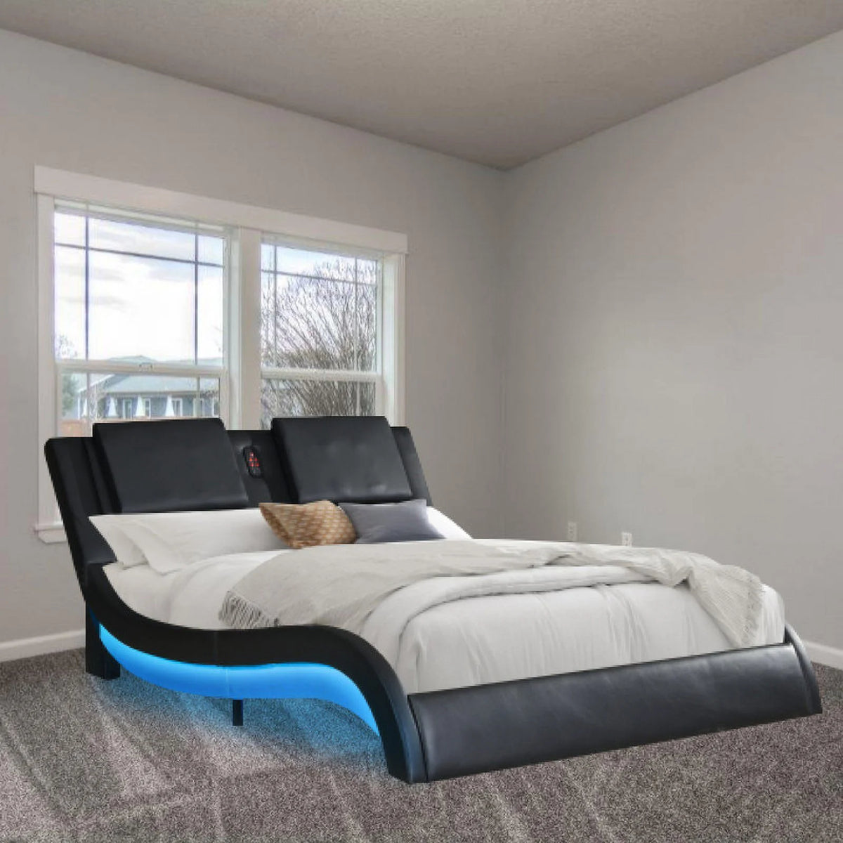 Black LED Platform Bed B734367