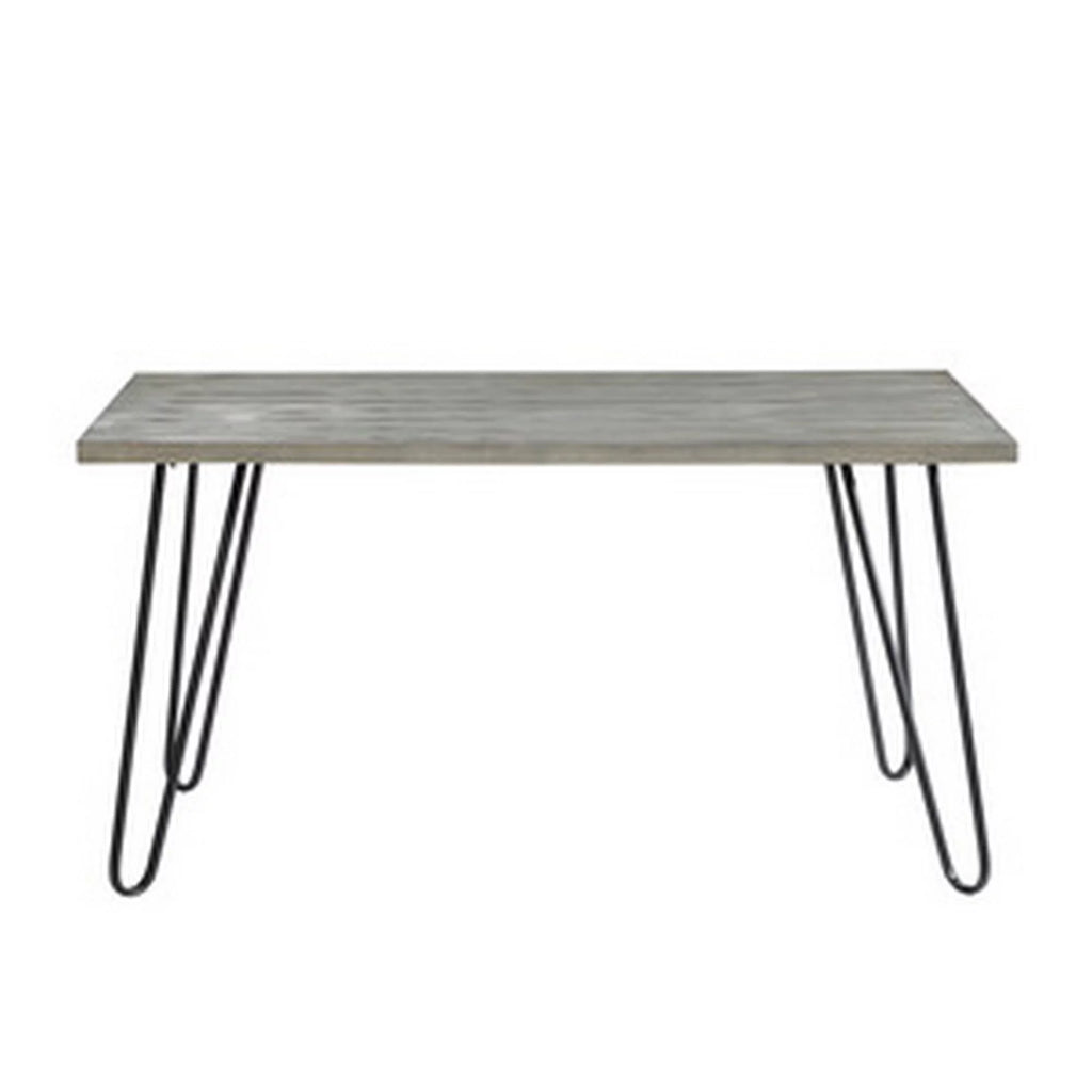 60 Inch Dining Table, 4 Seater, Metal Hairpin Legs, Gray B75462