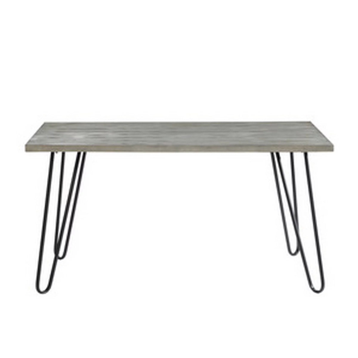 60 Inch Dining Table, 4 Seater, Metal Hairpin Legs, Gray B75462
