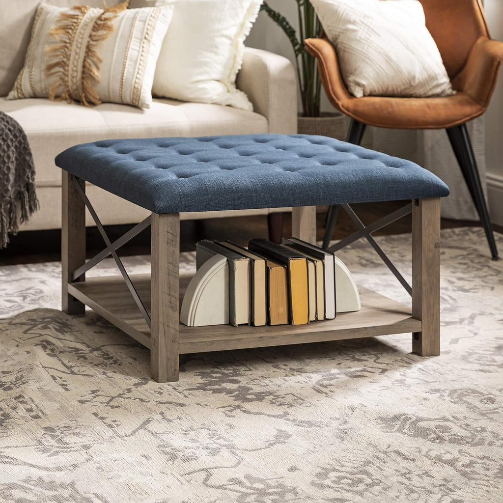 Grey Tufted Ottoman M35720