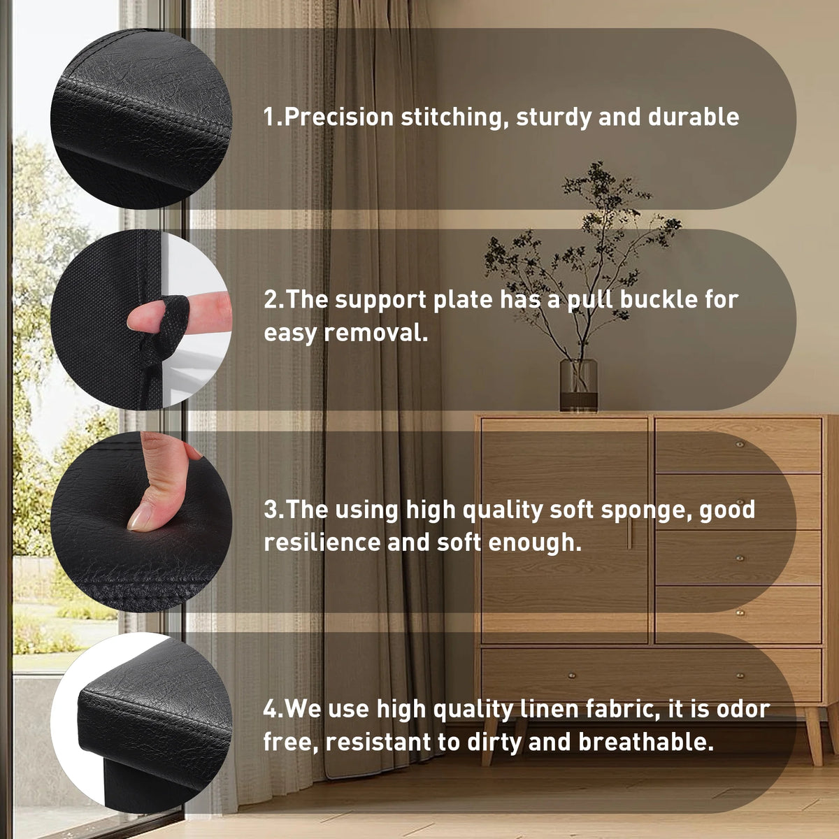 Black Folding Storage Ottoman with Padded Seat 17IN P492177