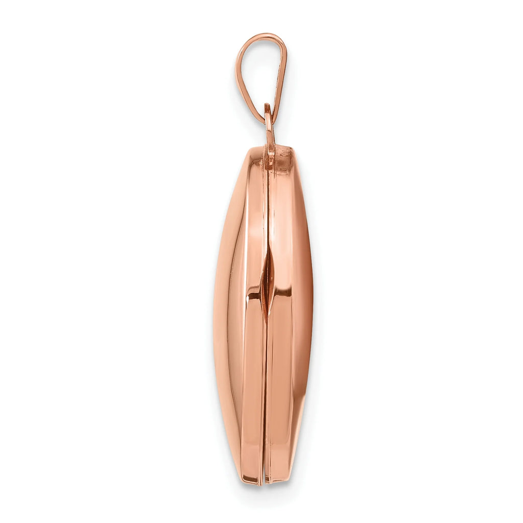 14k Rose Gold Polished 21mm Oval Locket S818