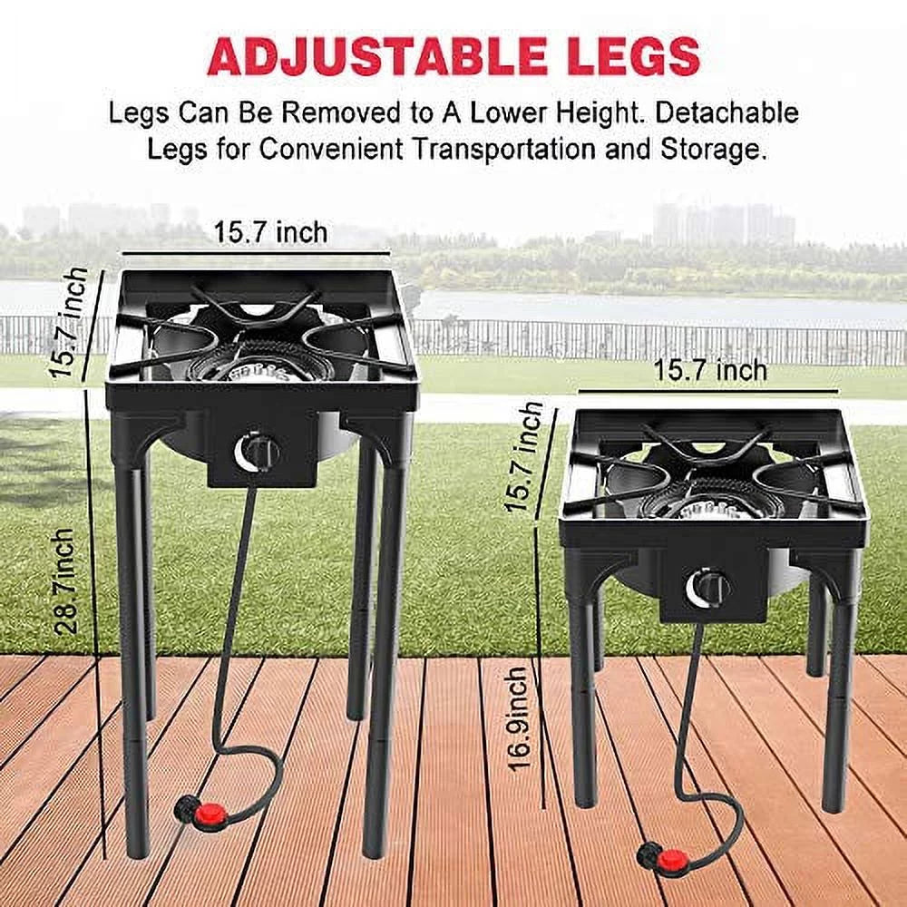 Portable Propane Stove, Single Burner with Gas Hose, Detachable Legs Q65931