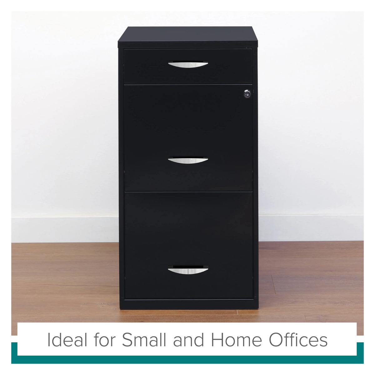 3 Drawer Letter Width Vertical File Cabinet with Pencil Drawer, Black A205681