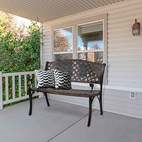 White Cast Aluminum Patio Garden Bench M877