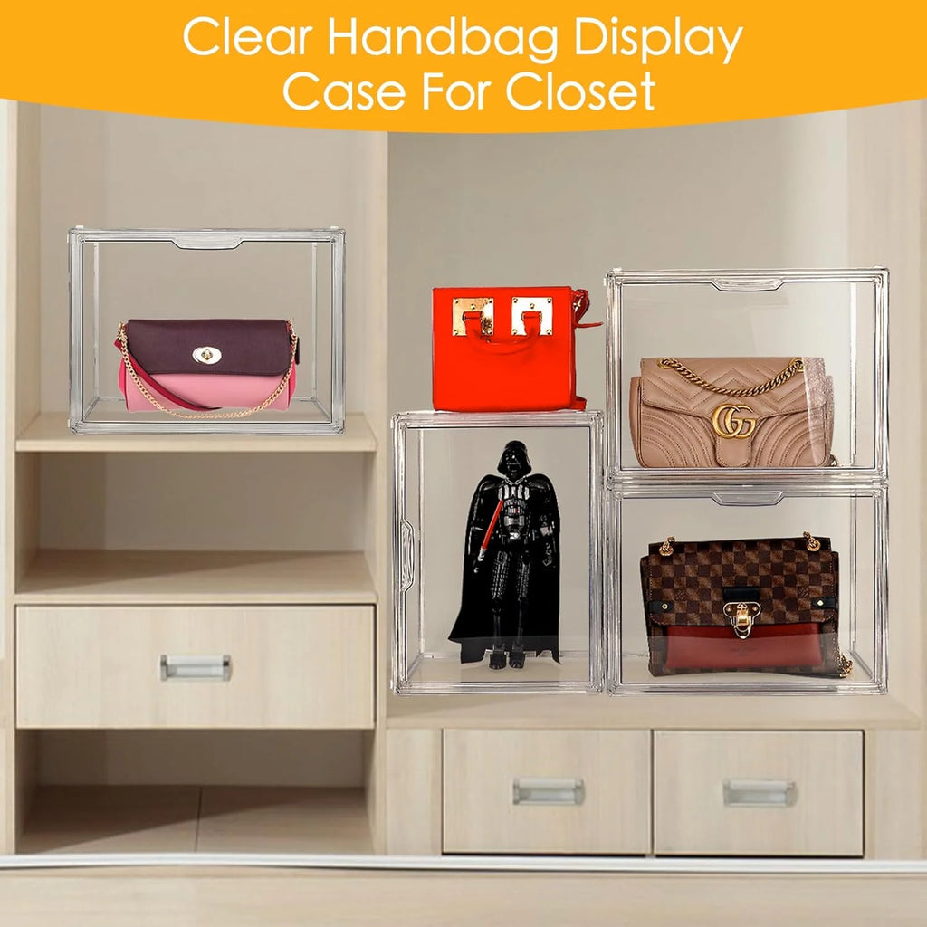 Clear Acrylic Handbag Storage Organizer Box with Magnetic Door X288