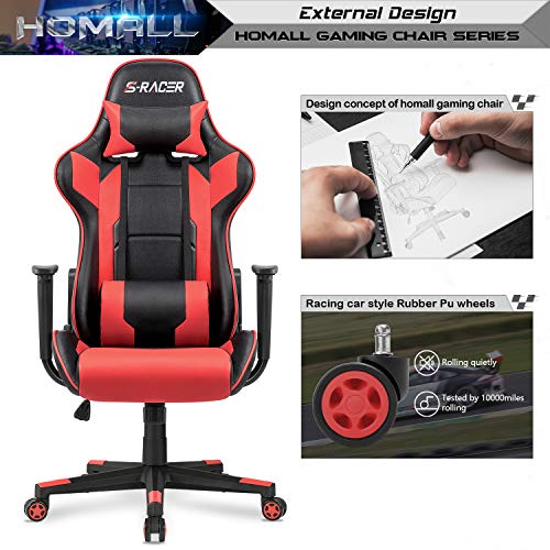 White Ergonomic Leather Gaming Chair with Headrest and Lumbar Support G693