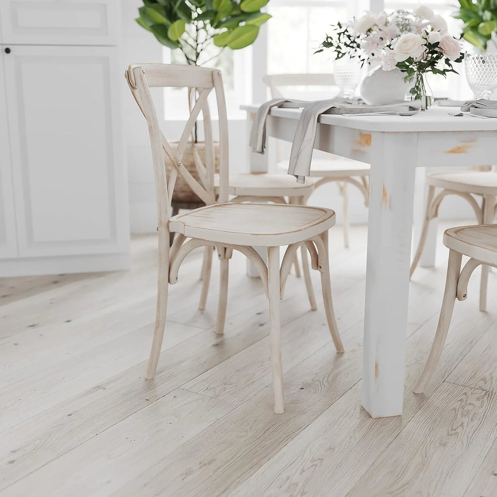 60" X 38" Rectangular Antique Rustic White Solid Pine Dining Table E4141