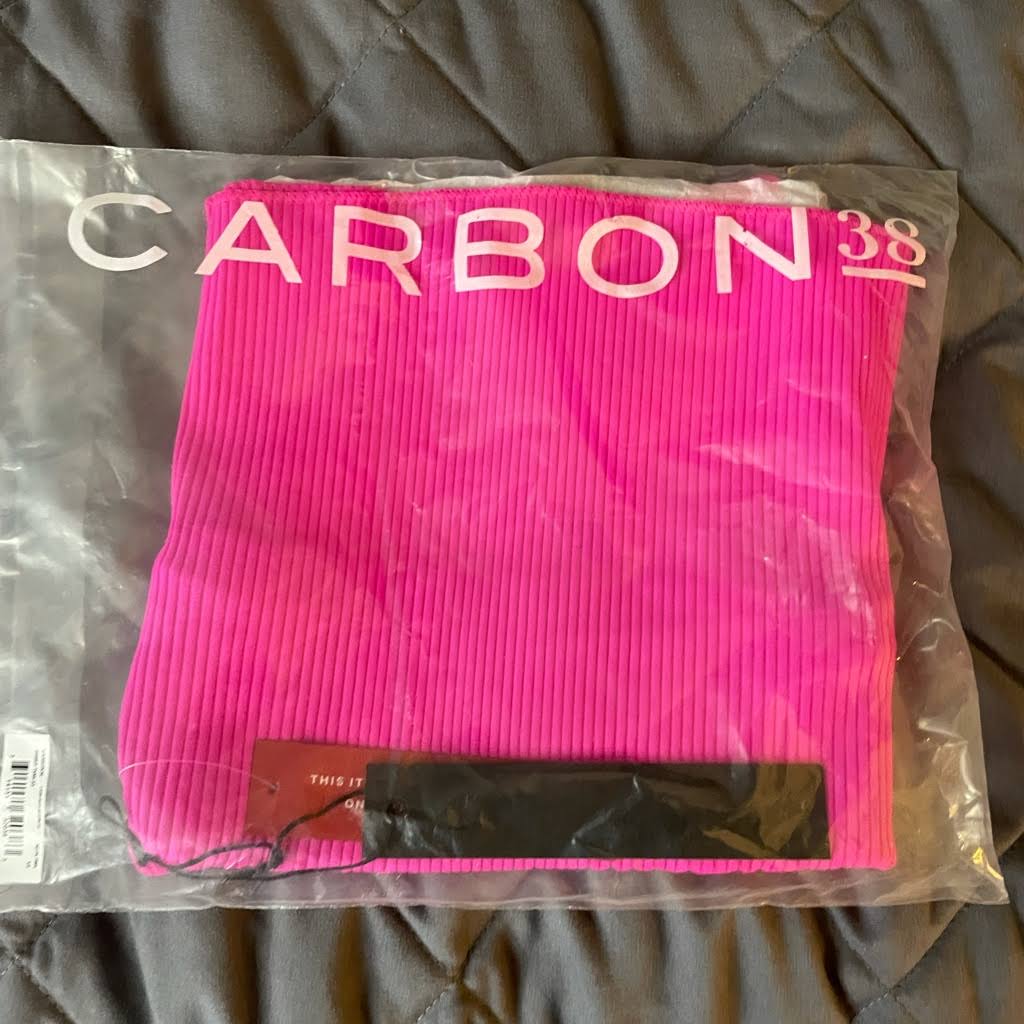 Neon Pink Ribbed Tank W591