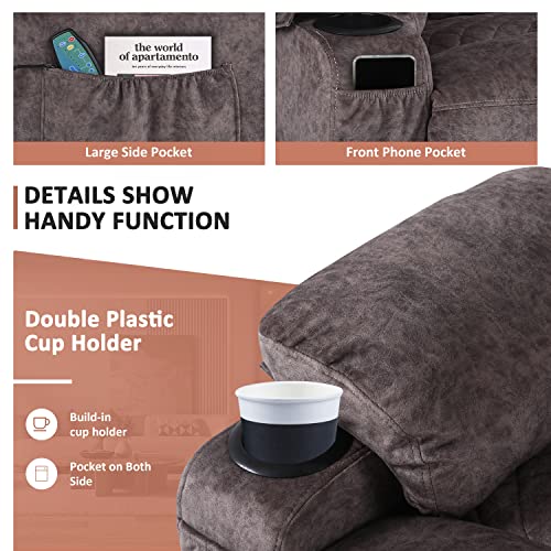 Oversized Grey Fabric Recliner with Massage and Heat X67856