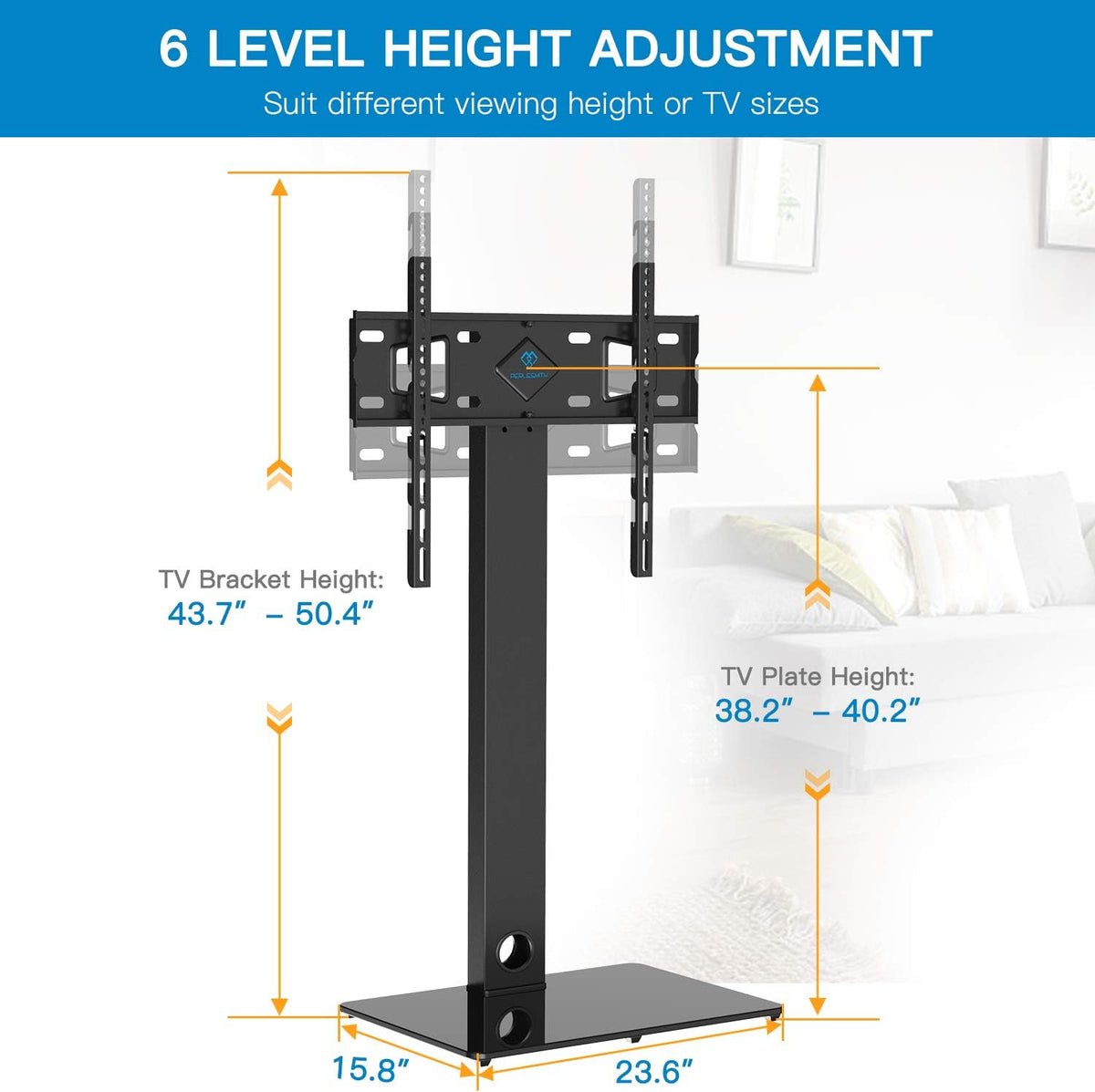 Universal Floor TV Stand with Swivel Mount, Height Adjustable, VESA 600x400mm I763