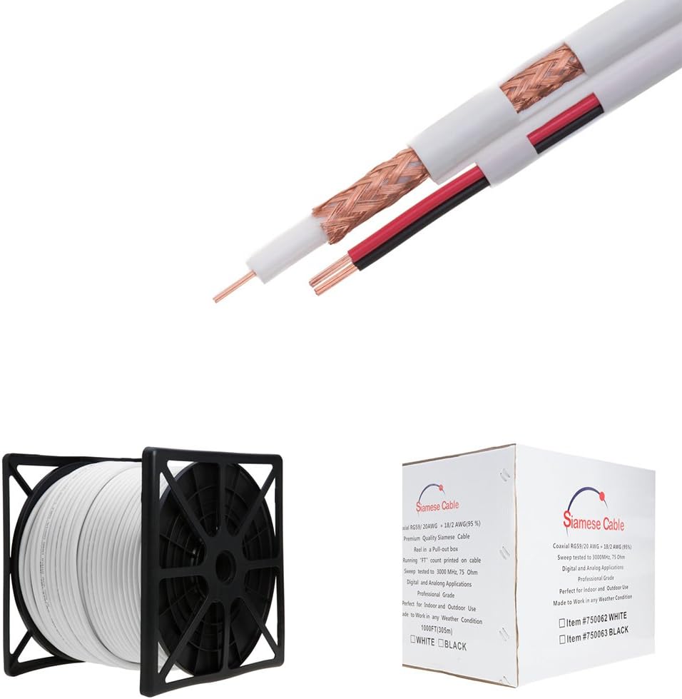 500FT Black RG59/U Siamese Cable G155