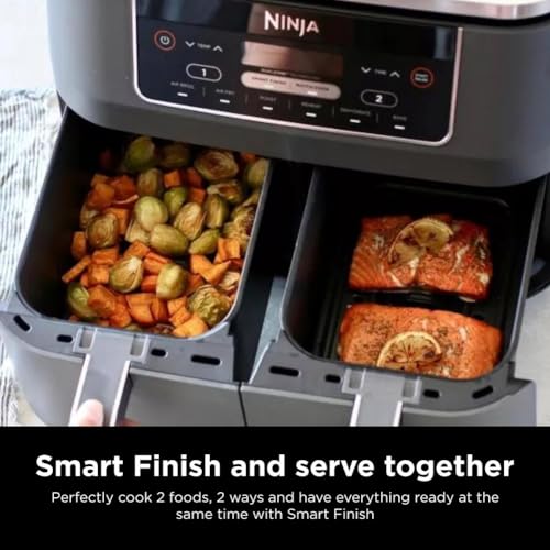 10 Quart DualZone XL 2-Basket Air Fryer, Grey B1172